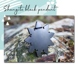 shungite pendant for emf protection. natural balancing stone root chakra. shungite art