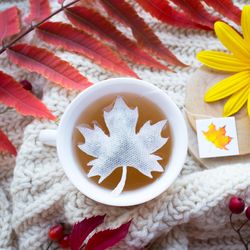 tea bag leaf 10 pc. autumn decorations. autumn tea. autumn party.