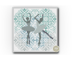 sampler ballerinas cross stitch pattern dance ornament digital pdf instant download # 94