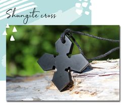 shungite pendant cross emf protection. talisman internal harmony and balancing of energy