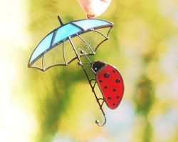 ladybug ornament stained glass window hangins suncatcher for window