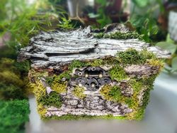 fairy jewelry box is made of birch bark and stabilized moss ring box moss gift organizer for jewelry