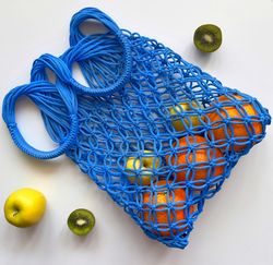 macrame bag, handbag shoulder, shopper bag net, summer bag, shopping bag, fashion blue bag, zero waste eco friendly bag