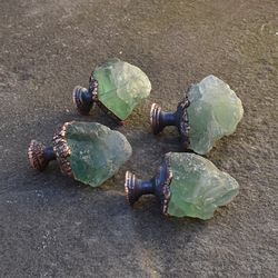 raw fluorite crystal cabinet knobs.