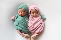 newborn wrap set green or pink newborn wrap and bonnet newborn prop soft cotton