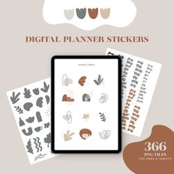 digital abstract stickers, precropped goodnotes sticker book & png stickers