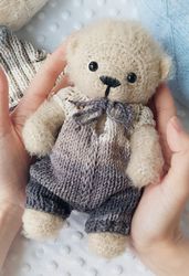 ooak collectable teddy bear 7,6 inches/ plush teddy bear/ artist plush animal/ handmade teddy bear/ crochet bear