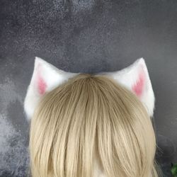 white kitten ears headband neko ears cosplay