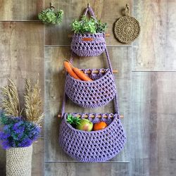 hanging fruit basket tiered fruit basket kitchen storage new home gift sustainable gift rv decor kitchen organization