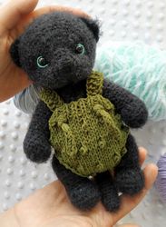 handmade teddy kitten/ cute cat stuffed animal/ ooak teddy cat/ artist plush cat/ plush black cat/ collectible teddy cat