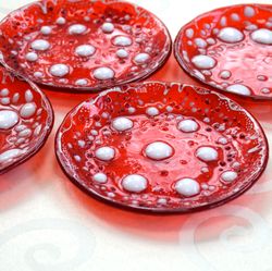 magic mushroom fused glass plate