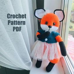 crochet pattern fox doll. pdf file. digital