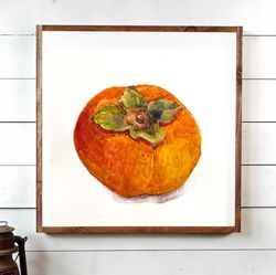 persimmon -  sweet fruit ,original painting,home decor,food painting,wall art