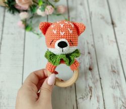 rattle fox,fox toy,newborn gift,kids toys,baby rattle