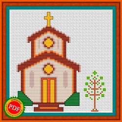 basilica cross stitch pattern | small church