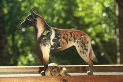 statuette malinois, belgian shepherd, figurine made of wood