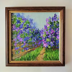 lilac painting landscape lilac original painting impasto wall art textured floral painting wall decor landscape artwork