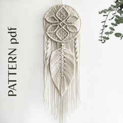 macrame wall hanging pattern pdf, macrame dream catcher flower with leaf