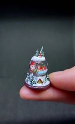 dollhouse micro snow ball 1:12 scale, miniature glass snow ball, miniature snow ball, dollhouse christmas snow ball