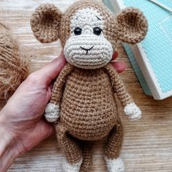 small brown monkey, knitted soft monkey