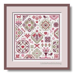 quaker love cross stitch pattern modern folk