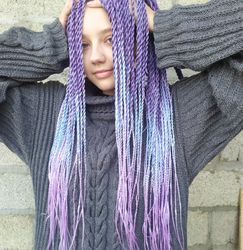 lavander ombre synthetic dreadlocks extensions, dreadlocks smooth classic fake dreads double ended dreads, de dreads set