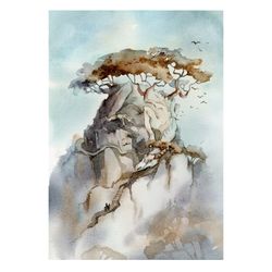 dragon mountain fantasy painting original art by yulia evsyukova