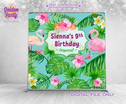 tropical custom backdrop, flamingo party, tropical birthday party