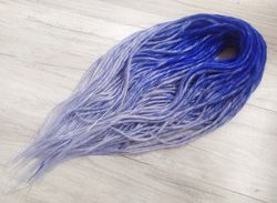 ombre blue gray dreadlocks smooth classic synthetic dreadlocks extensions, fake dreads double ended dreads, de dreads se