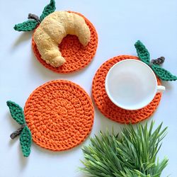 funny coasters set 6 for cups round doilies eco friendly coasters drink orange coffee mat table setting table decor