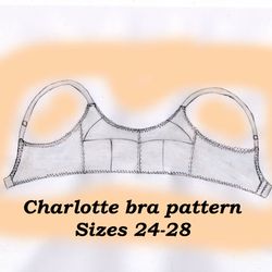 wireless bra pattern plus size, charlotte, sizes 24-28, cotton bra pattern, linen bra pattern, non stretch bra pattern