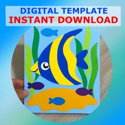 tropical fish paper printable craft for kids under the sea ocean cut paste crafts kindergarten school  animal coloring