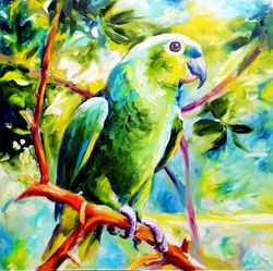 parrot painting bird original art animal wall art