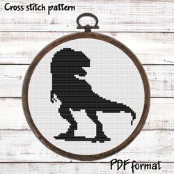 dinosaur cross stitch pattern, silhouette cross stitch pdf, dino pattern, cute cross stitch pattern, easy xstitch