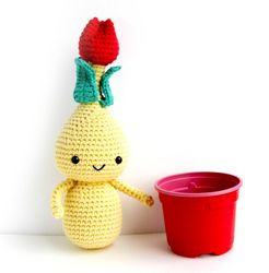 crochet pattern flower tulip bulb doll. diy amigurumi toy crochet pattern, pdf file digital download.