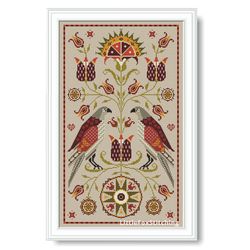 fraktur falcons cross stitch pattern