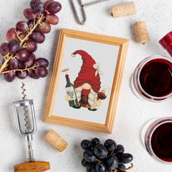 wine girl, cross stitch pattern, girl cross stitch, modern cross stitch