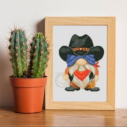 cowboy , cross stitch pattern, gnome cross stitch, counted cross stitch, modern cross stitch, funny cross stitch