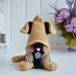 plush gnome girl as a gift. individual gift for dog lovers