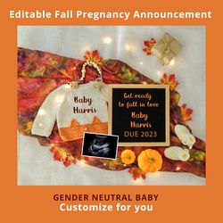 digital thanksgiving pregnancy announcement  autumn announcement  birth announcement digital