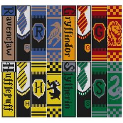 16 bookmarks magic cross stitch pattern pdf hogwarts house