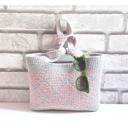 cotton boho tote unique hand-woven bag