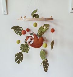 sloth mobile, jungle mobile, tropical mobile, jungle nursery decor, baby gift