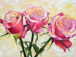 roses painting flowers artwork floral oil painting 12 by 16 by svitlana verbovetska