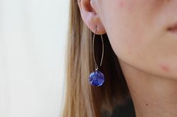 blue cornflower earrings - blue flower earrings - real cornflower earrings - modern resin earrings - boho drop earring