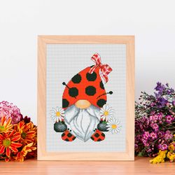 ladybug, cross stitch pattern, summer cross stitch, modern cross stitch