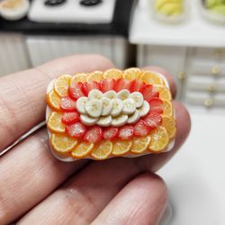 dollhouse miniature, mini food, dollhouse, realistic assortment of fruits on a plate, fruits for dollhouse, miniature