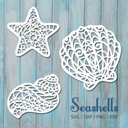 seashell seastar cut files svg bundle