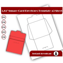 square card envelopes template, gift envelope template, envelope letter, svg, dxf, pdf, psd, png, a3 sheet printable