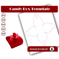 candy box template, gift box template, gift box svg, dxf, pdf psd, png 8.5x11 sheet printable, wedding favour box